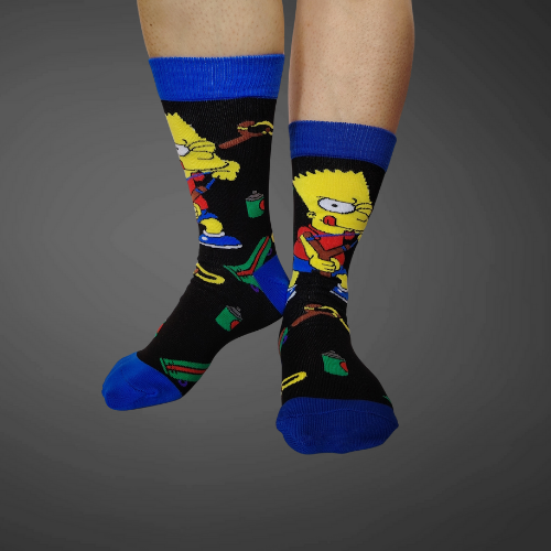 Medias largas premium Bart, negras con azul