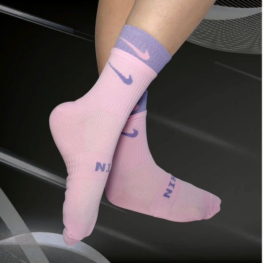 Medias deportivas doble púño morado y rosado