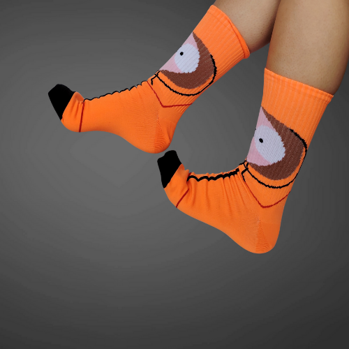 Medias largas premium Keny, colores naranja con negro