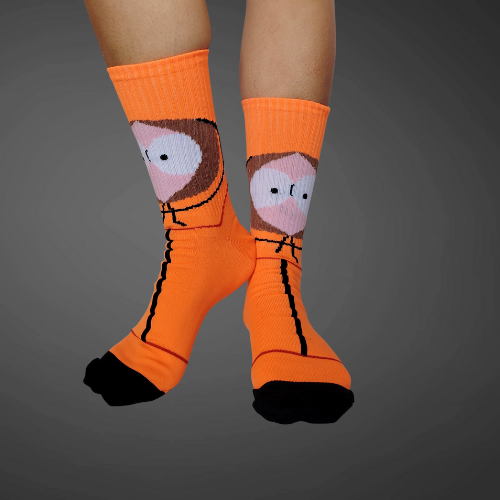 Medias largas premium Keny, colores naranja con negro