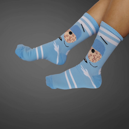 Medias largas premium Toallín, azules con blanco