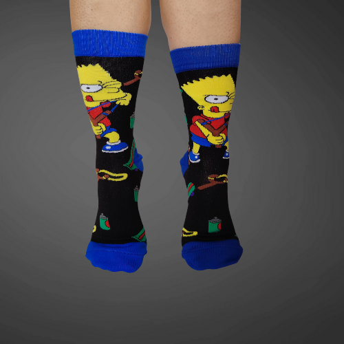 Medias largas premium Bart, negras con azul