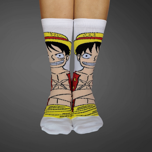 Medias largas premium Luffy, blancas