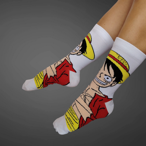 Medias largas premium Luffy, blancas