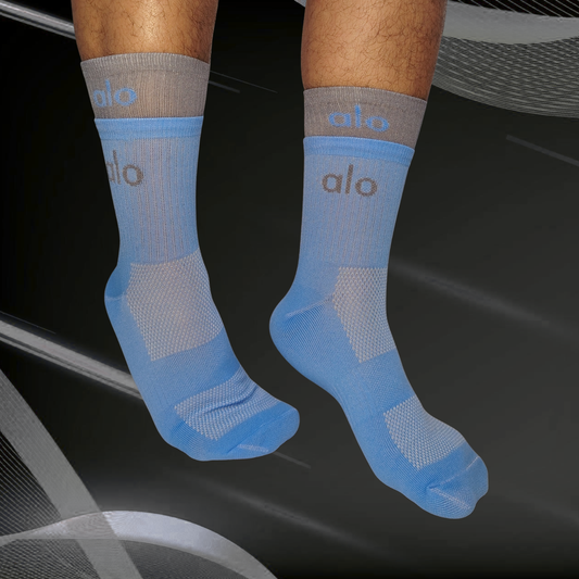 Medias deportivas doble púño gris y azul claro