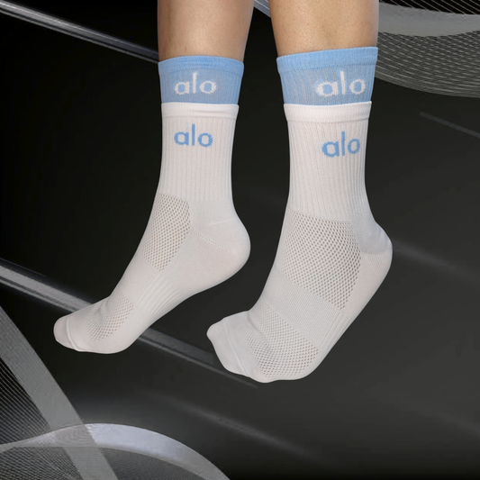 Medias deportivas doble púño azul claro y blanco