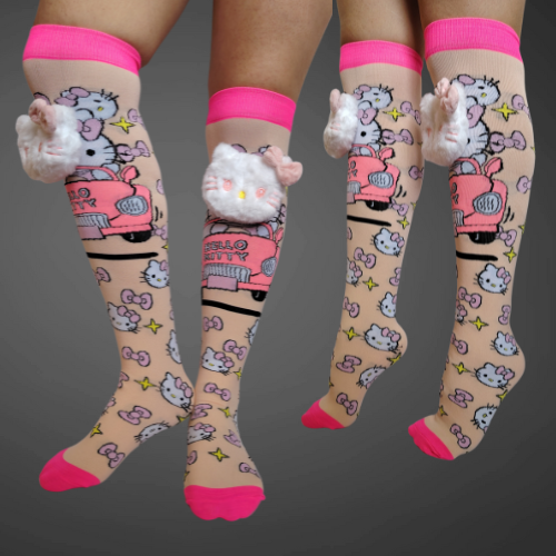 Medias locas 3d, Kitty, color claras