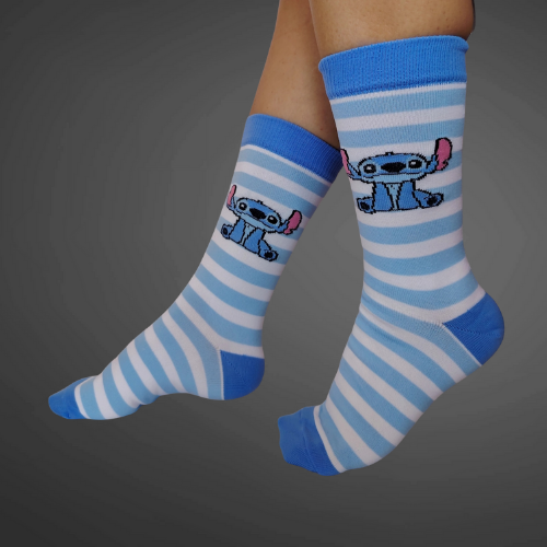Medias largas premium Stich rayas azules