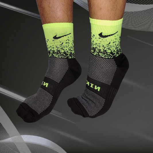Medias deportivas en degradado NK, verde neón con negro
