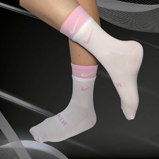 Medias deportivas doble púño color rosado y blanco