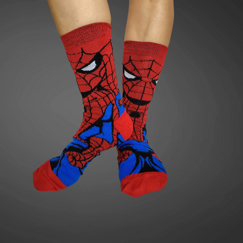 Medias largas premium araña, rojas con azul