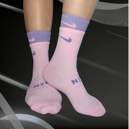 Medias deportivas doble púño morado y rosado