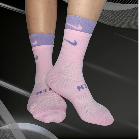 Medias deportivas doble púño morado y rosado