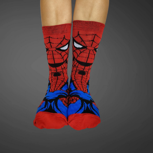 Medias largas premium araña, rojas con azul