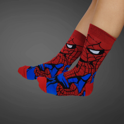 Medias largas premium araña, rojas con azul