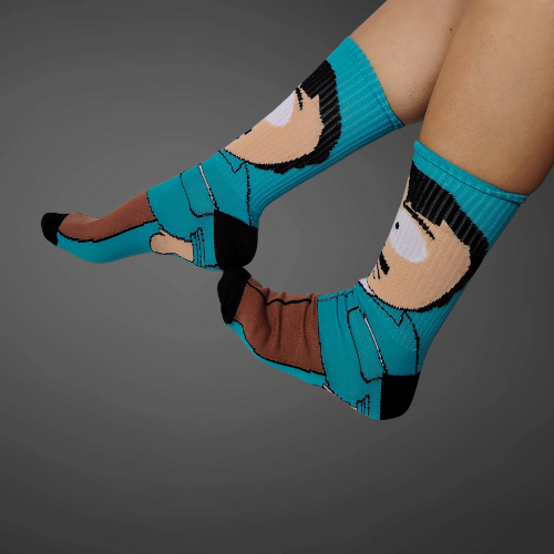 Medias largas premium Randy South, azules con cafe