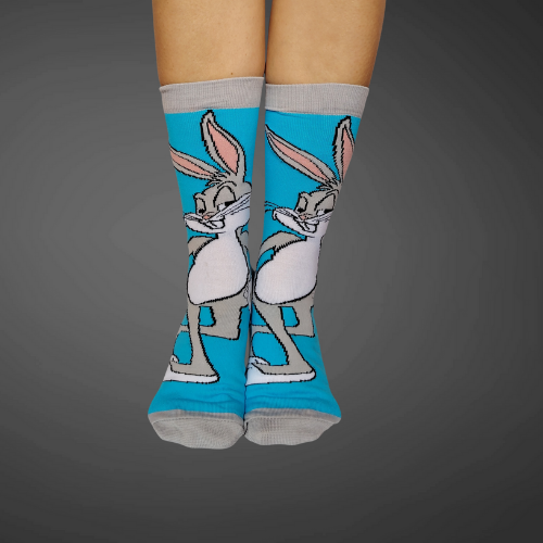 Medias largas premium Bugs, azules con gris