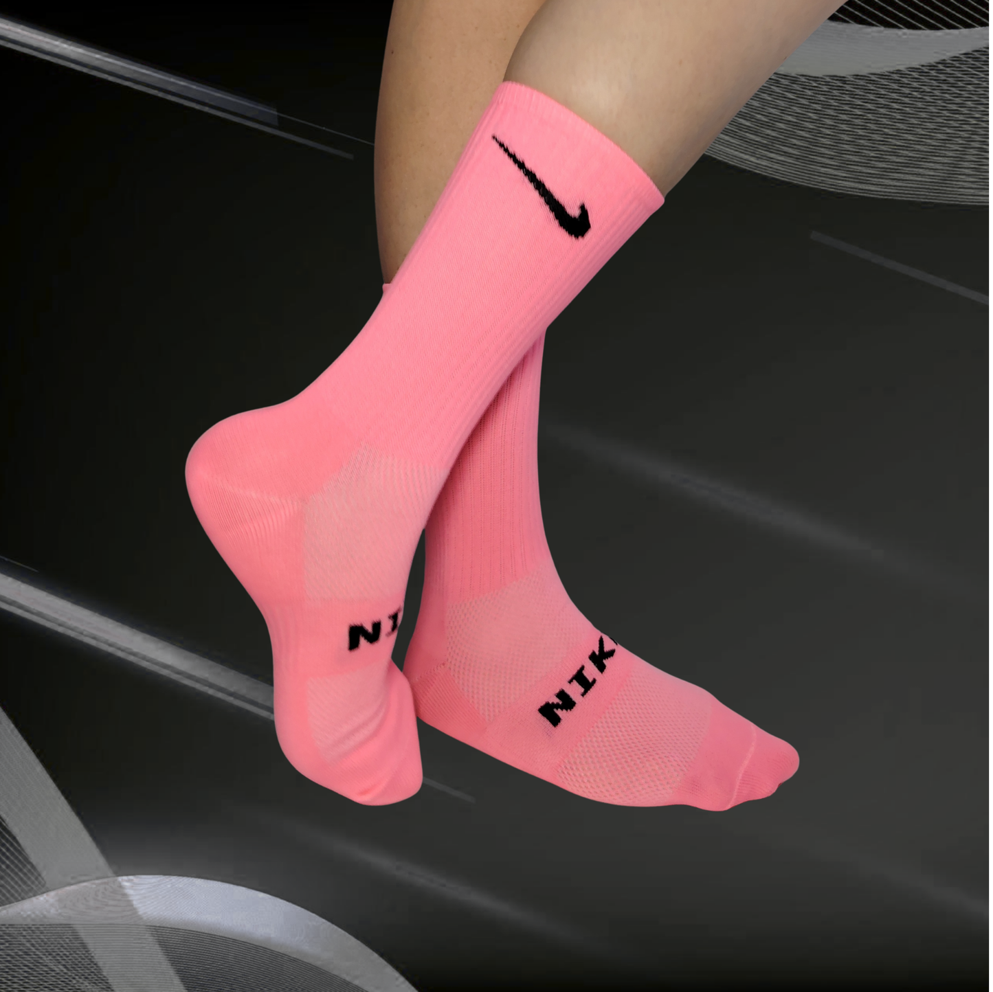 Medias deportivas NK, color rosado neón