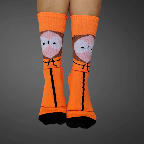 Medias largas premium Keny, colores naranja con negro