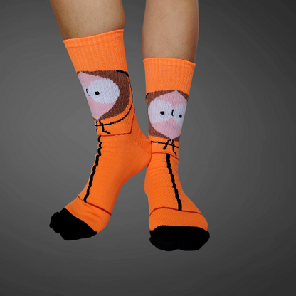 Medias largas premium Keny, colores naranja con negro