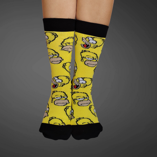 Medias largas premium Homero, amarillas con negro