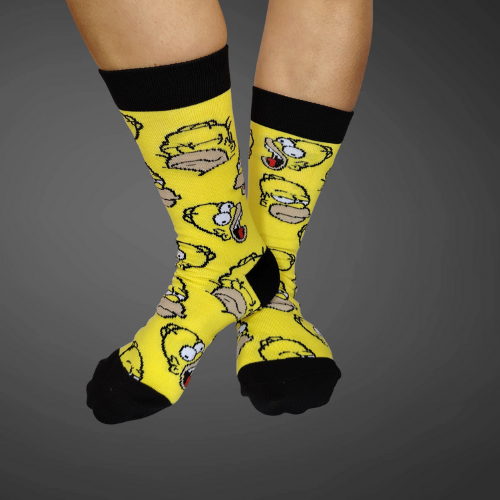 Medias largas premium Homero, amarillas con negro