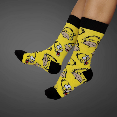 Medias largas premium Homero, amarillas con negro